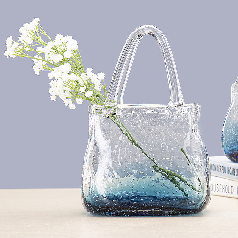 Small Hydroponic Flower Vase in Clear Glass Container for Living Room