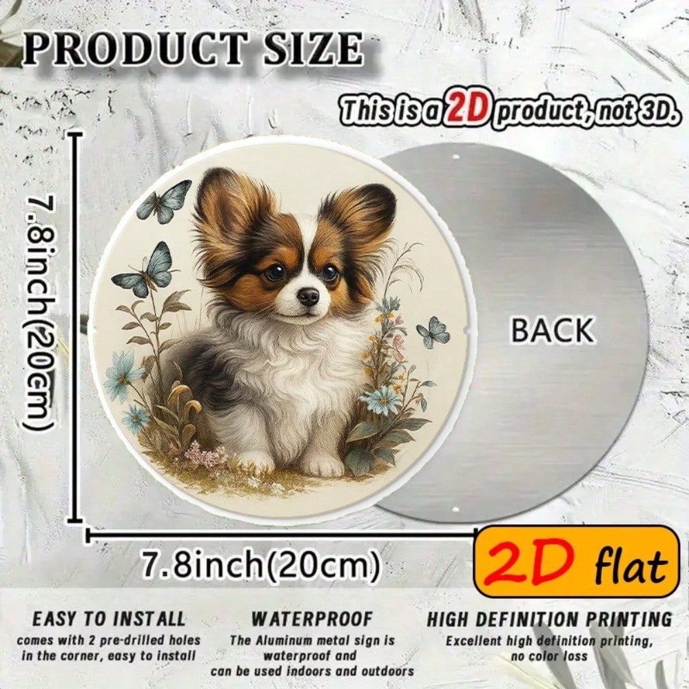 Pomeranian Puppy Round Aluminum Sign - Dog Lover Decor