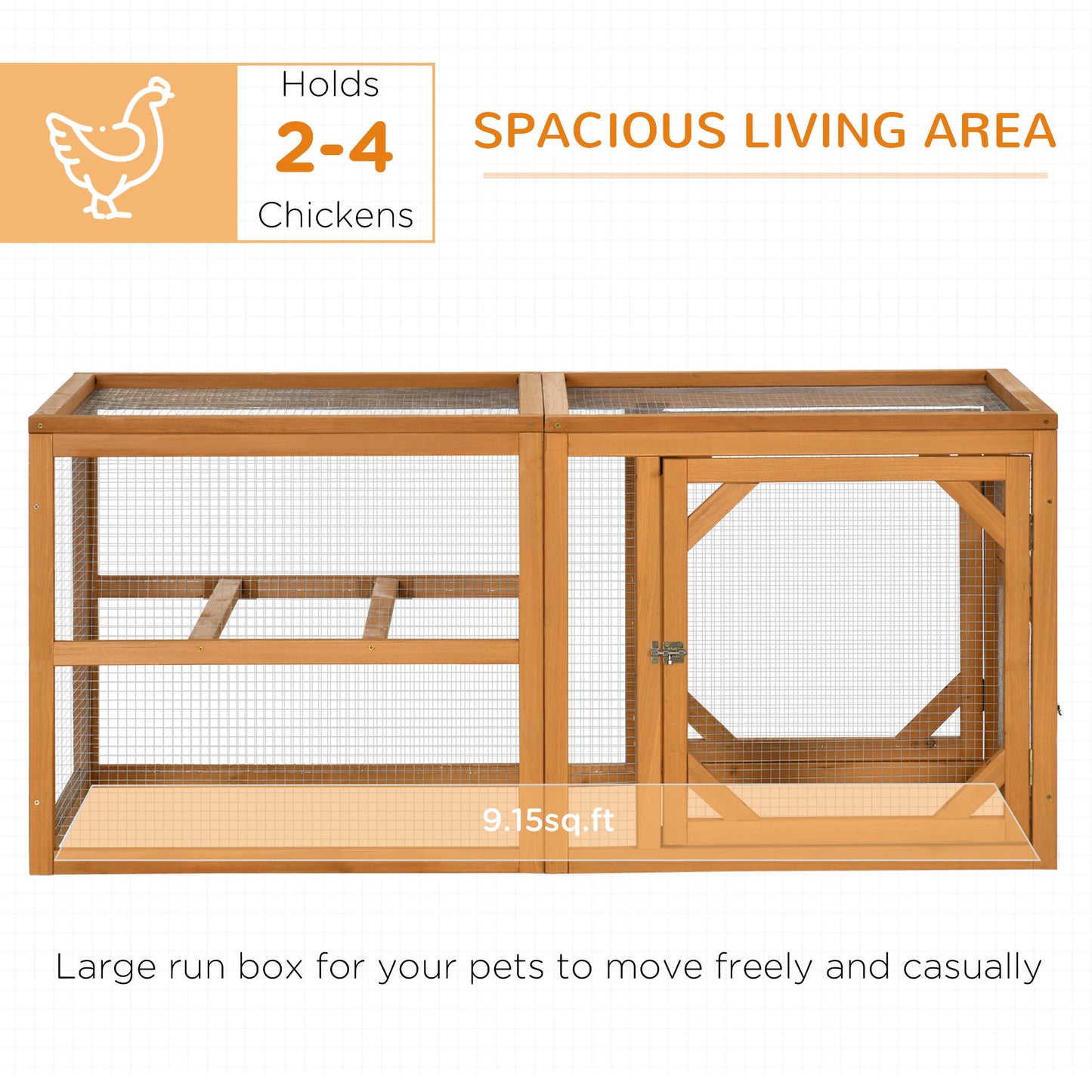 55-Inch Wooden Chicken Coop Expansion Kit Outdoor Hen House with Linkable Design
