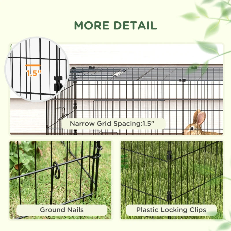 Small Animal Playpen with Roof for Rabbits, Chickens, Chinchillas - Indoor Outdoor Green