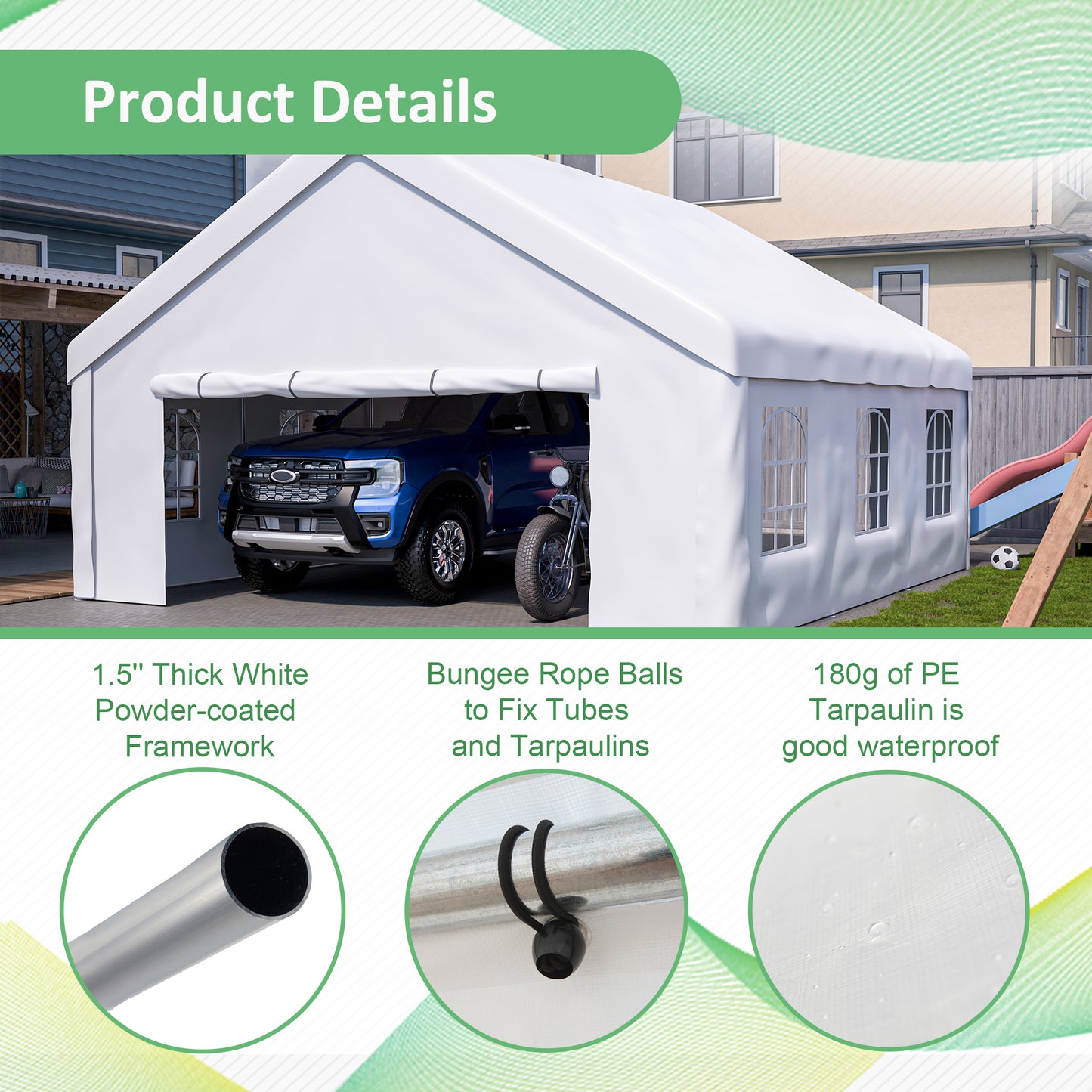 20x20 FT Outdoor Event Shelter with Detachable Sides - White