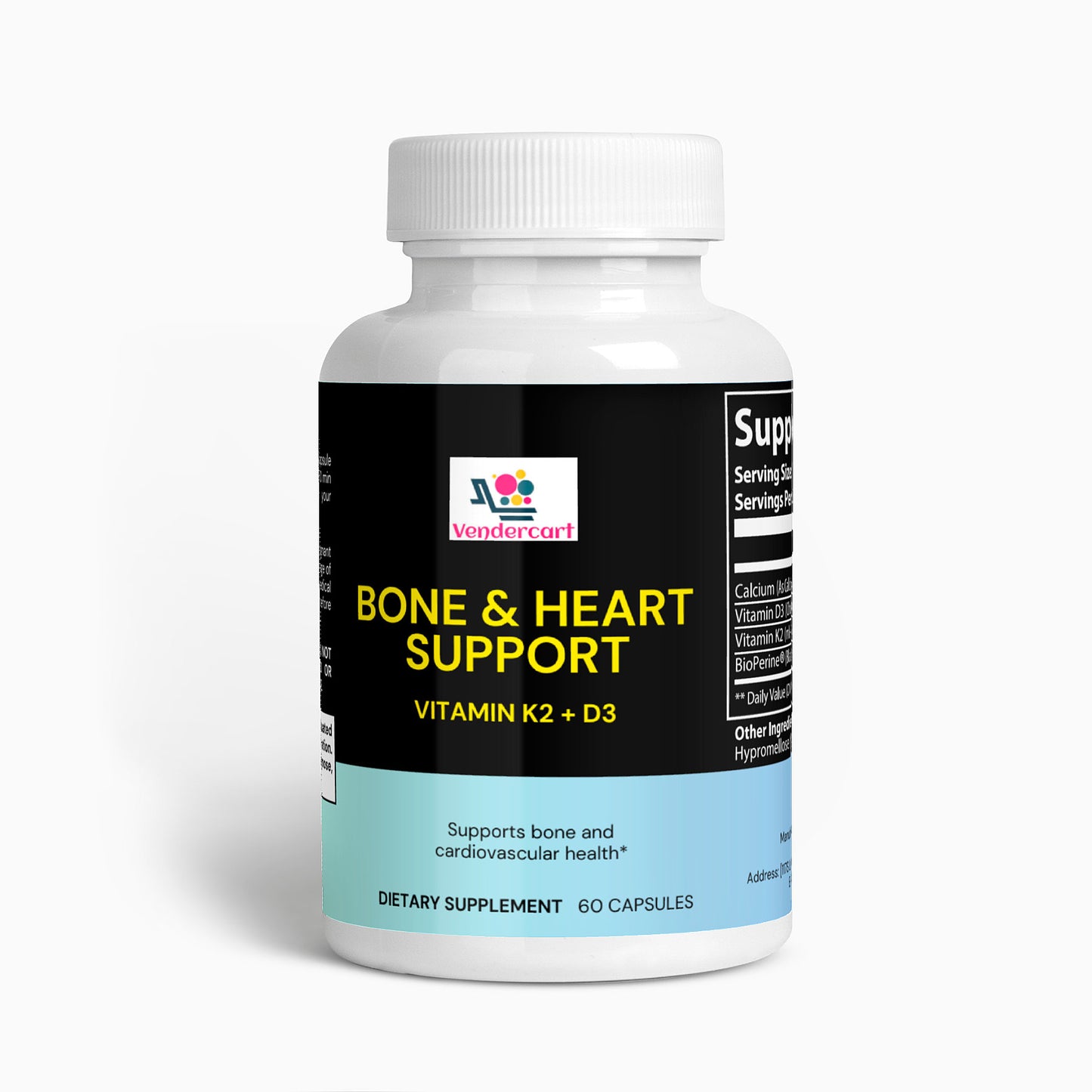 Vitamin D3 and K2 Supplement for Bone and Heart Support with BioPerine