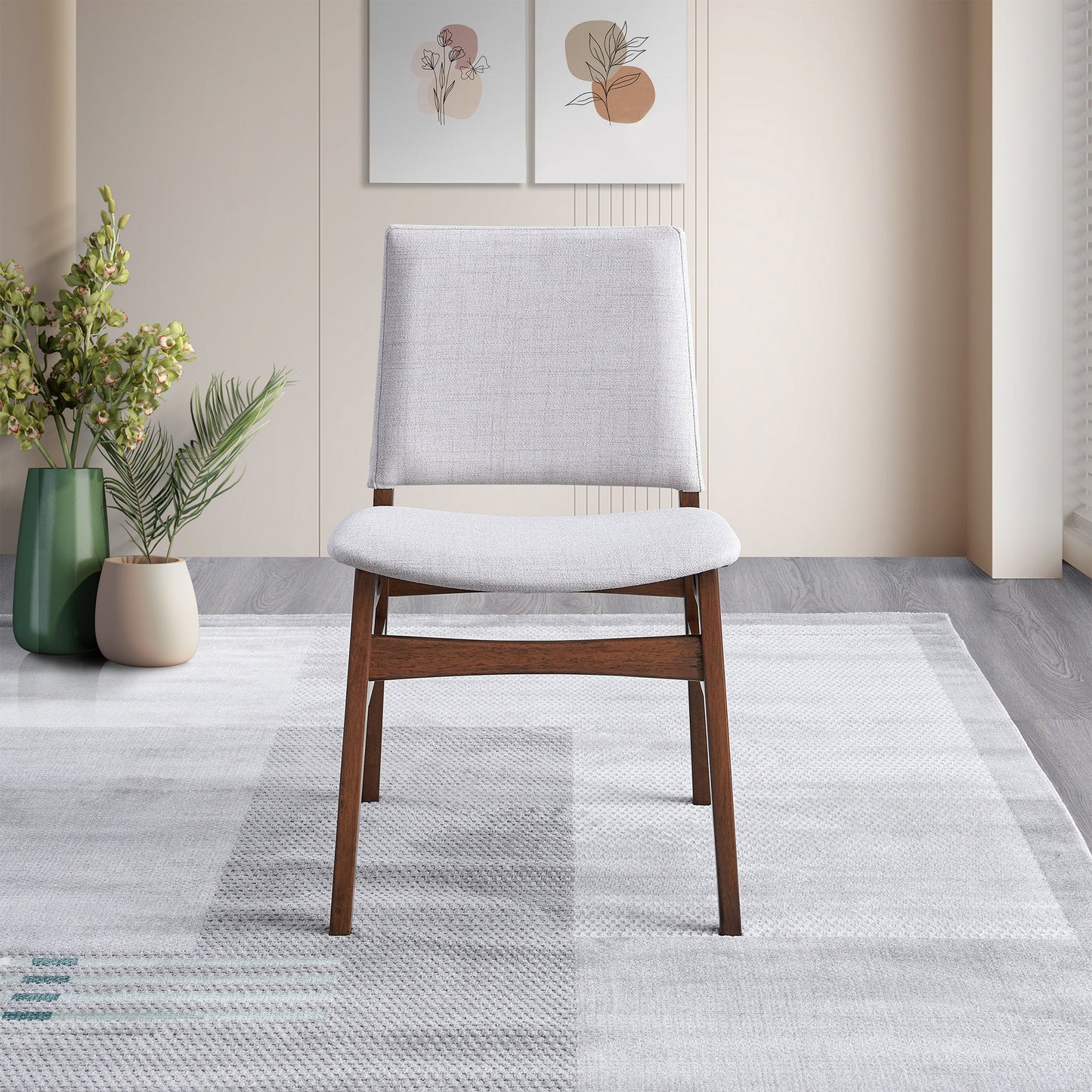Gusto Mid-Century Modern Fabric Dining Chair Set Of 2 In Light Gray