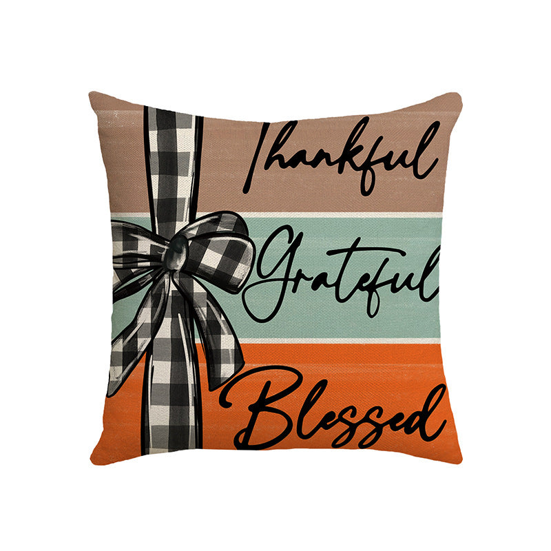 Fall Pumpkin Throw Pillow Covers 18x18 Inch Autumn Thankful Grateful Decor Set