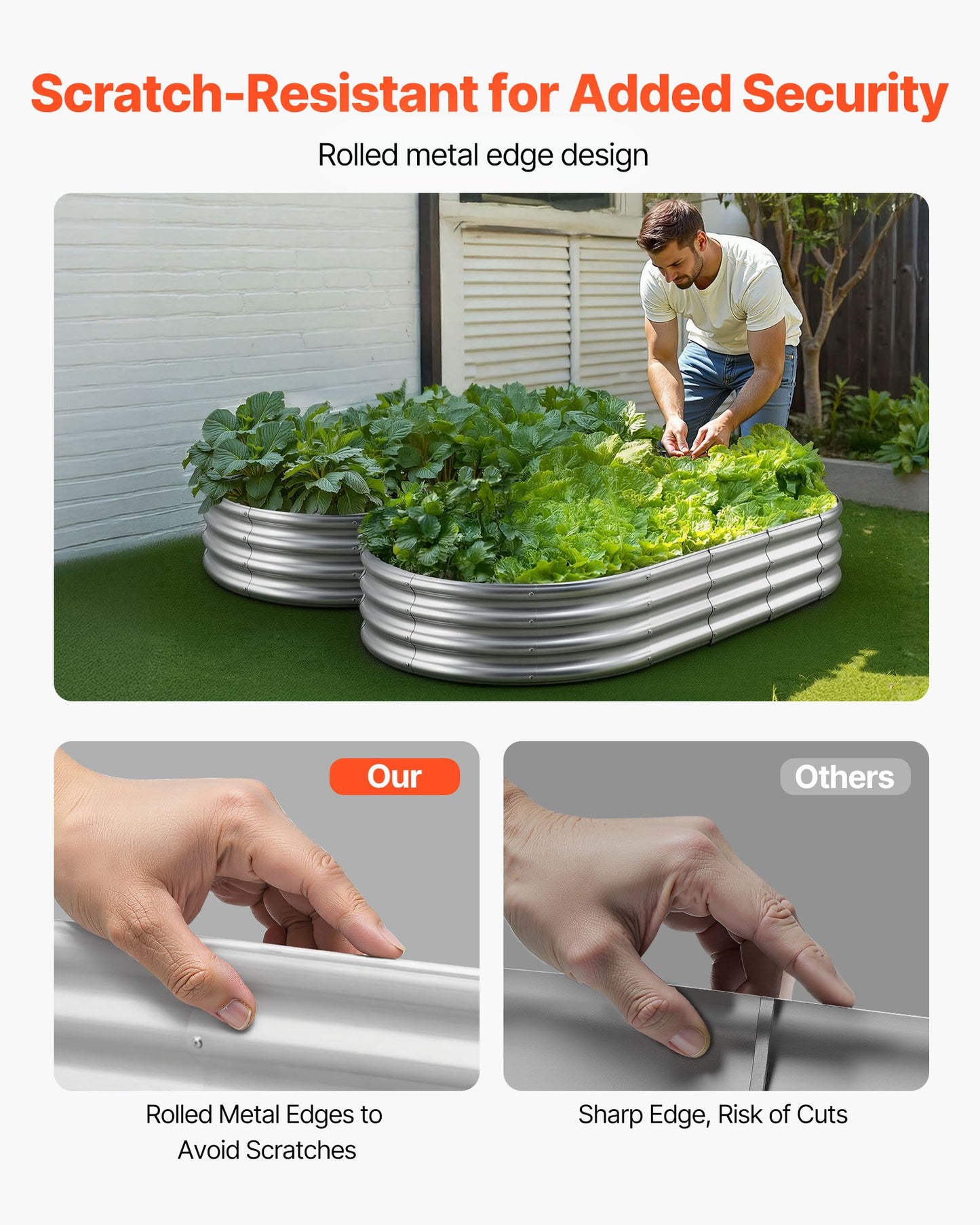 6x3x1 ft Metal Raised Garden Bed - Outdoor Galvanized Planter Box for Vegetables Herbs Flowers