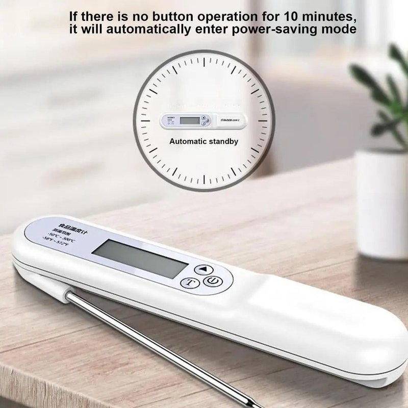 Food Thermometer Folding Probe Type Digital Kitchen Thermometer White