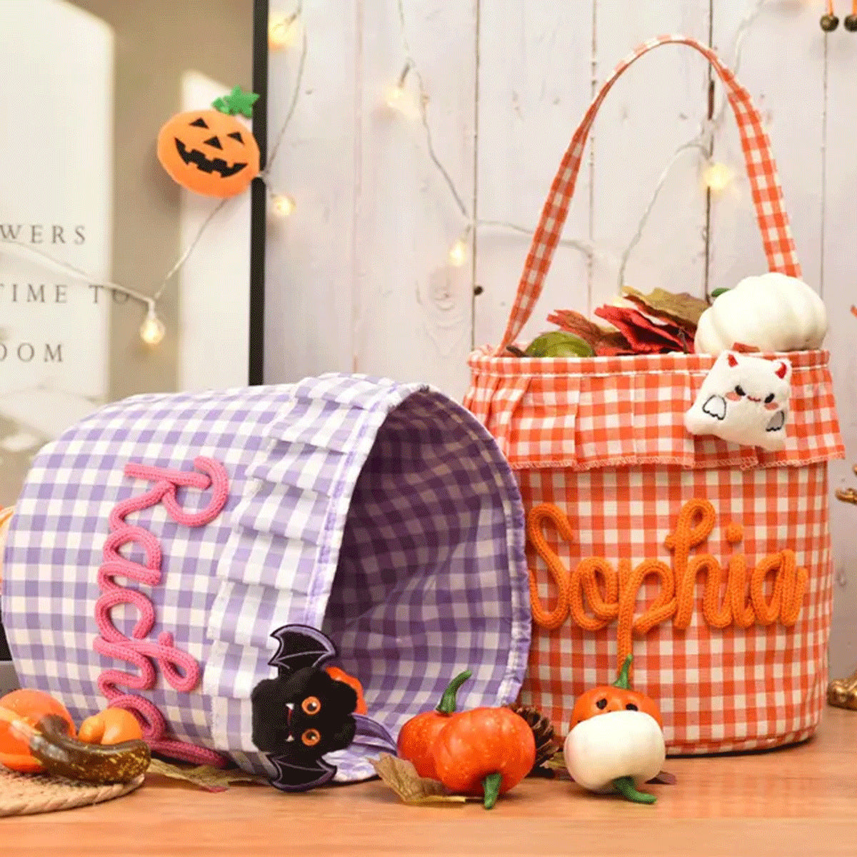 Embroidered Easter Plaid Handbag Basket for Festive Decor