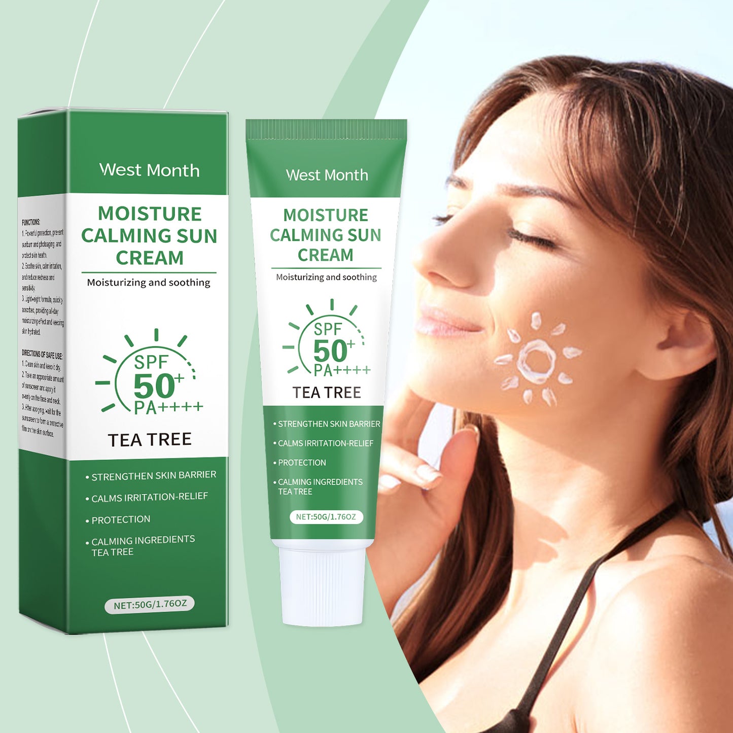 Tea Tree Refreshing Protective Sunscreen Cream - Moisturizing & Pore Tightening