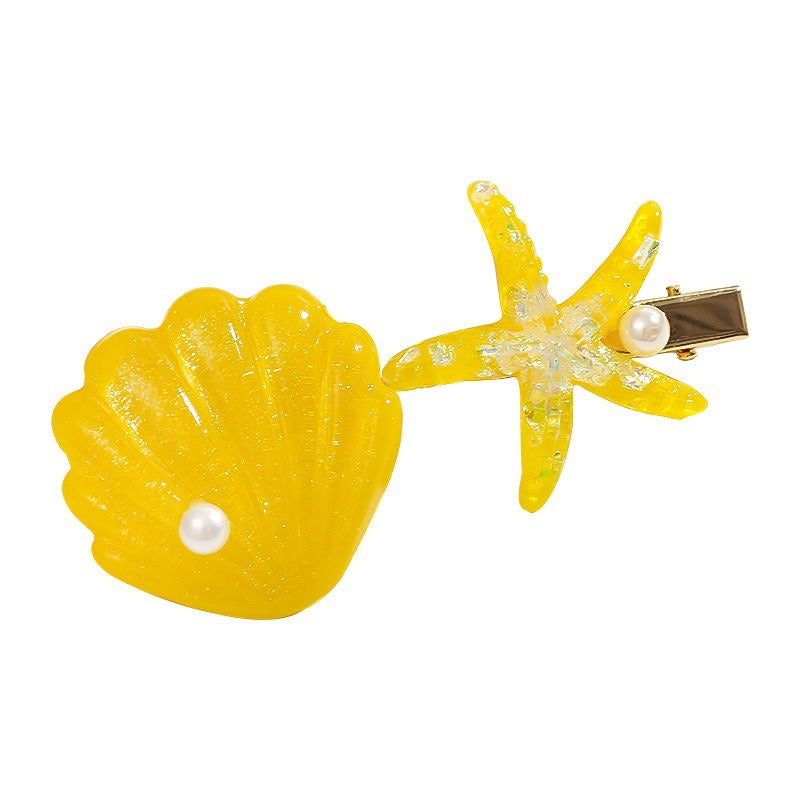 Ocean Shell Starfish Hair Barrettes for Women - Colorful Acrylic Hair Clips