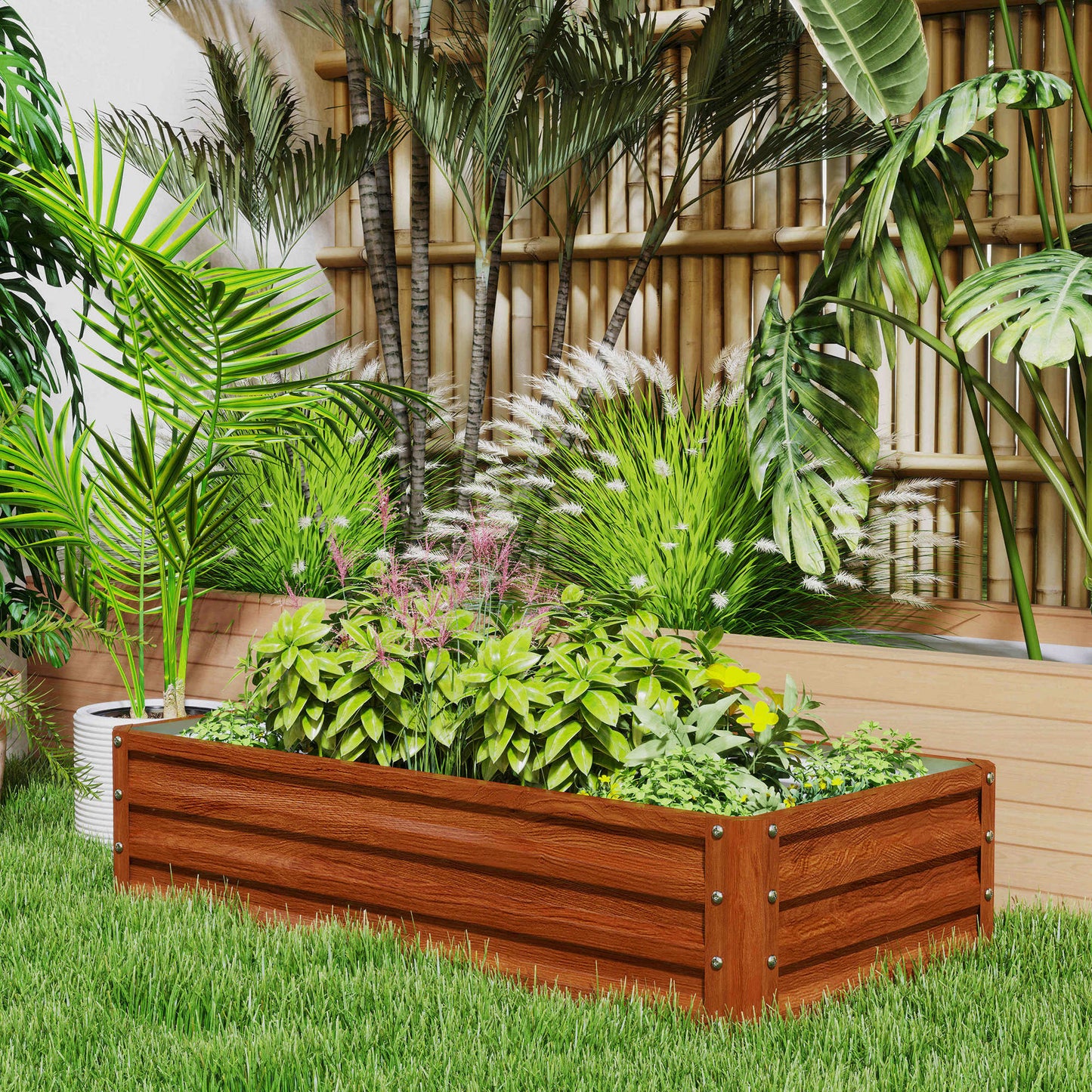 Galvanized Steel Raised Garden Bed 4x2x1 ft Plant Container for Vegetables Herbs