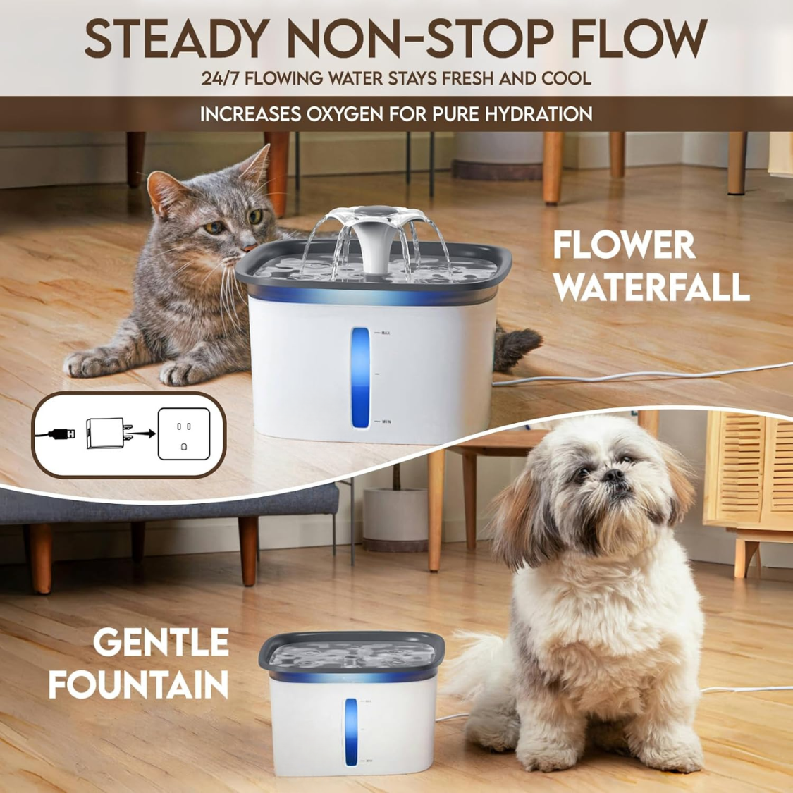 95oz Automatic Pet Water Fountain for Cats and Dogs - BPA-Free with Filters