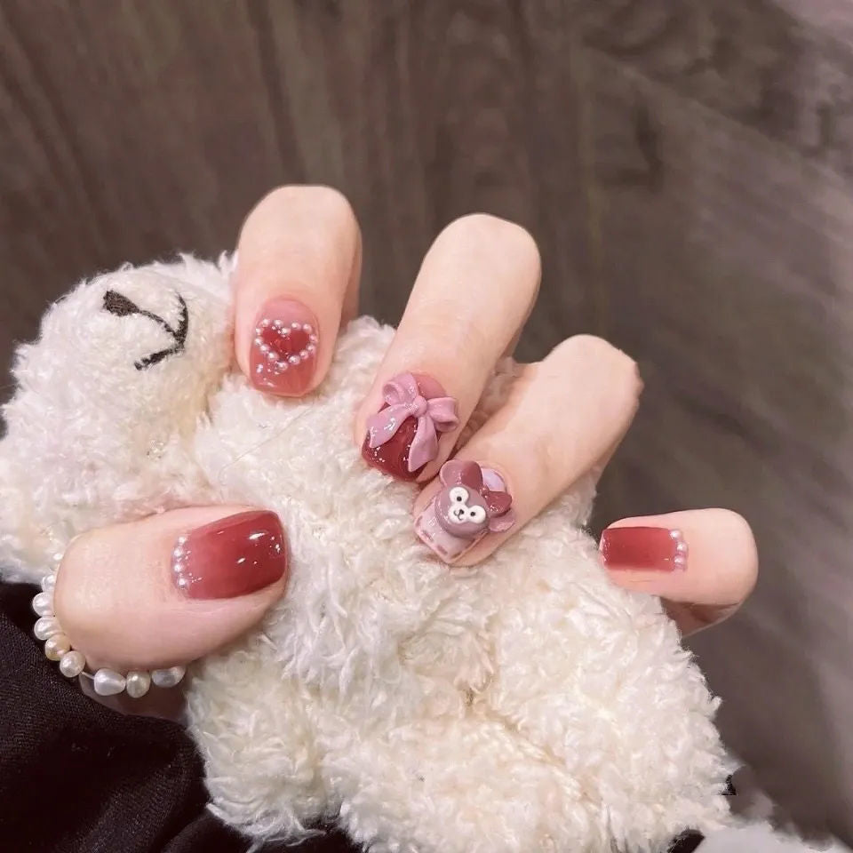 Cute Bow Love Pearl Gradient Nail Art Stickers & Decals for Nails