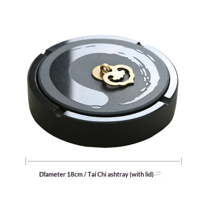 Tai Chi Ashtray with Lid – Home Use Stone Storage Bottle & Jar
