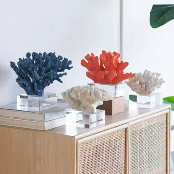 Artificial Coral Decor with Crystal Base - Desktop Garden Ornament, Home & Living