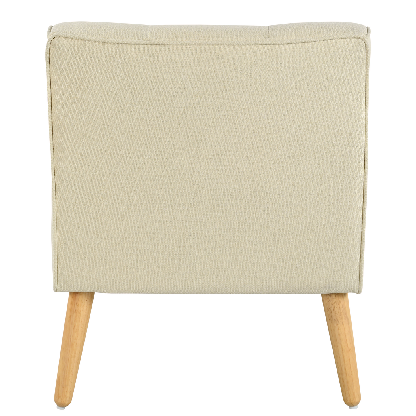 Mid-Century Modern Accent Chair - Beige Tufted Fabric Armchair