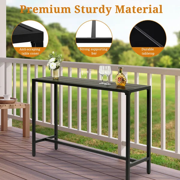 55" Outdoor Bar Table with Adjustable Feet - Black
