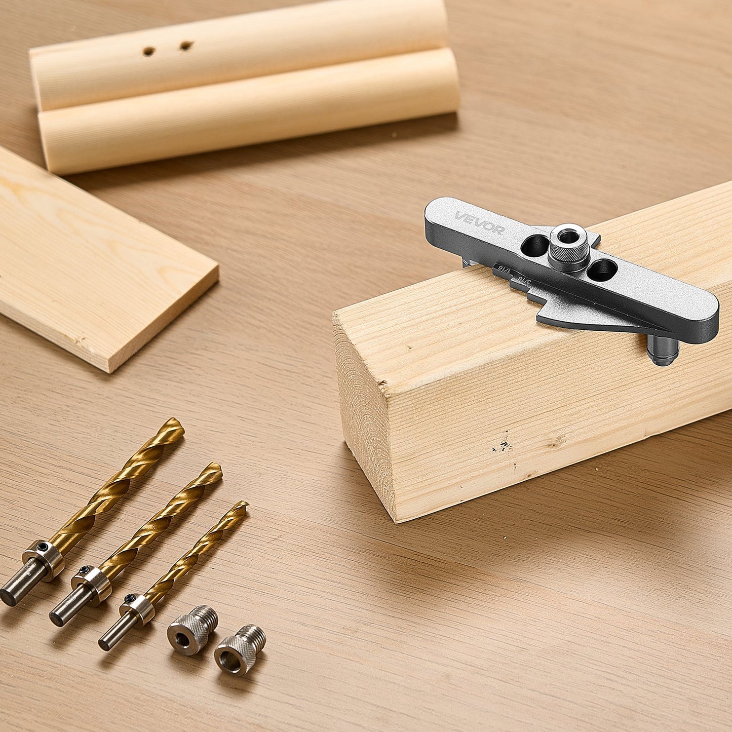 Self-Centering Dowel Jig Kit for Woodworking - Includes 3 Drill Sizes