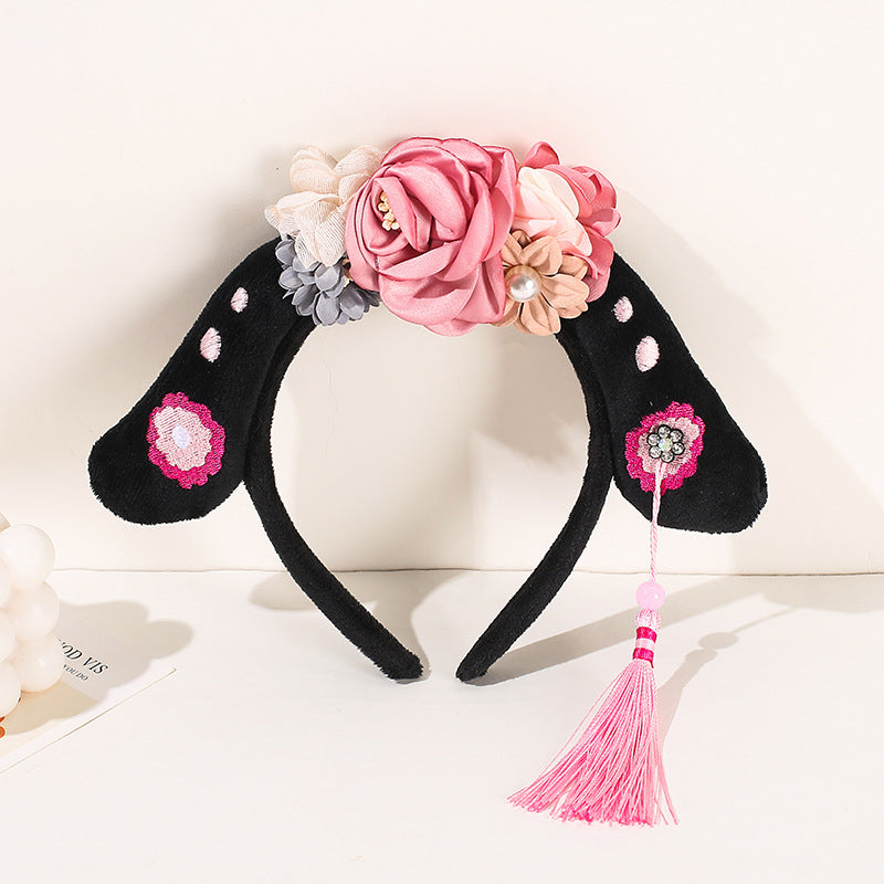Vintage Princess Tassel Headband with Pearls & Rhinestones