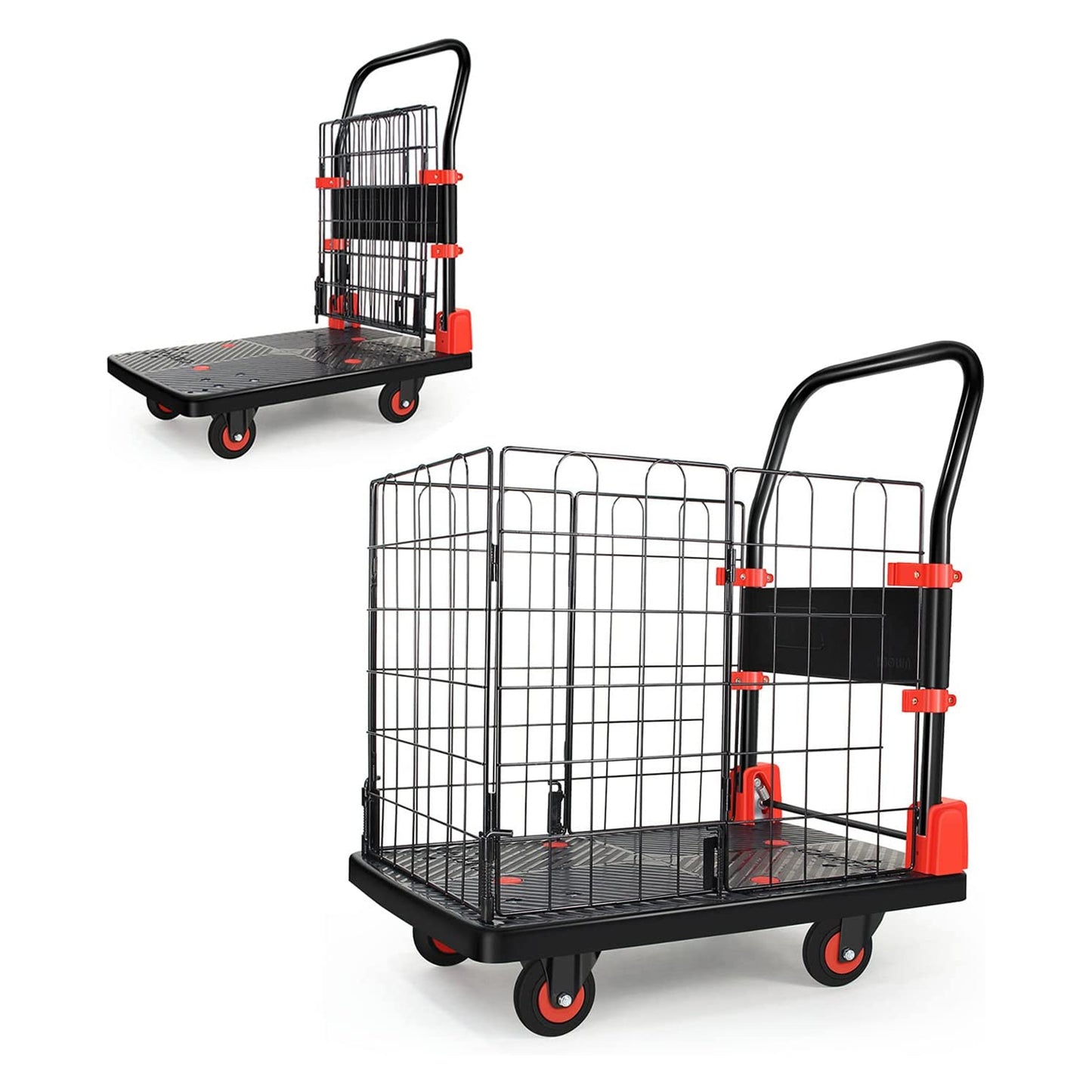 Foldable Push Hand Truck Cart - 330 lbs Capacity, Metal Frame