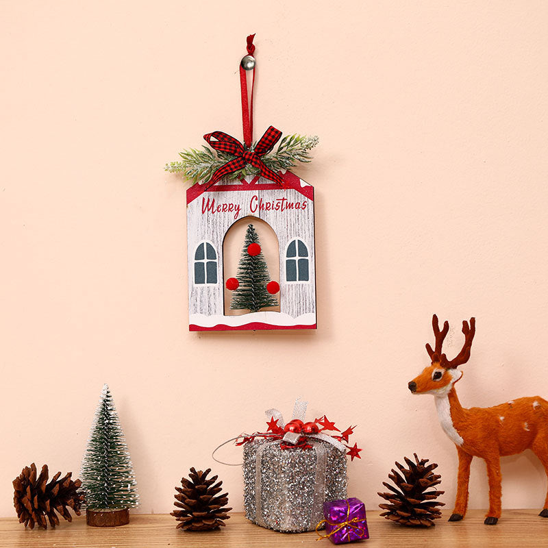 Christmas Tree Scene Setting Decorations - Cedar Wooden Tree & House Styles