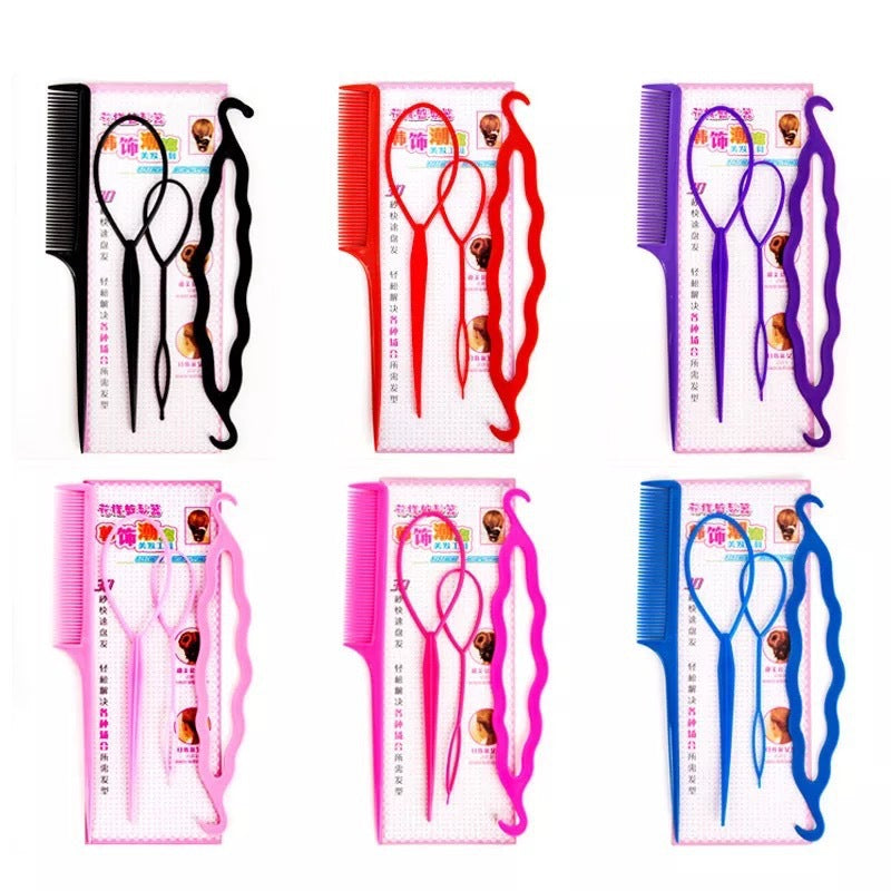 Plastic Comb Pattern Design Hair Pulling Needle Ball Head Hair Curler - Multi Colors