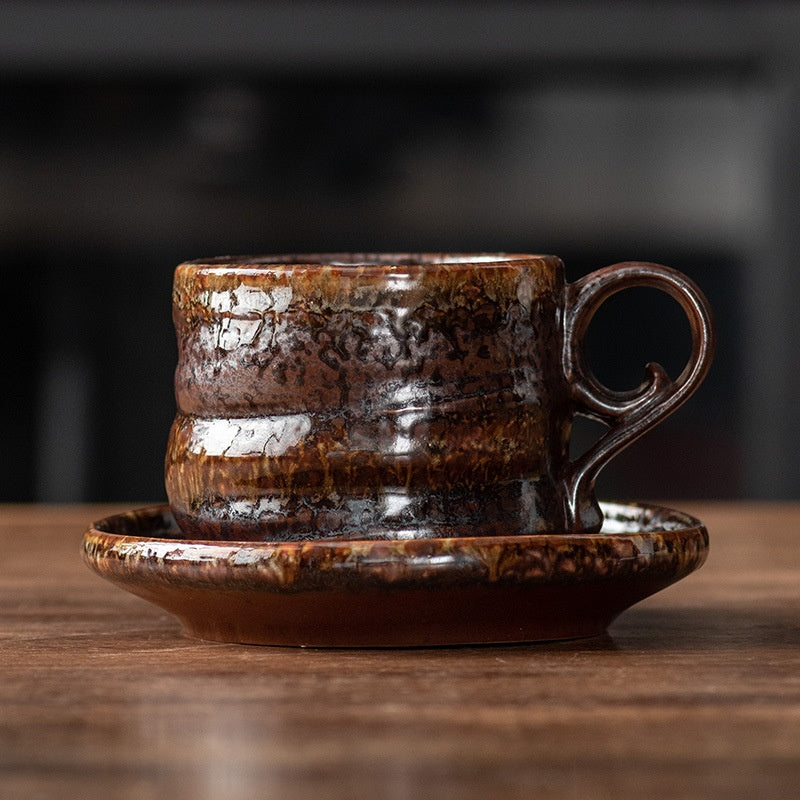 Coarse Vintage Ceramic Coffee Cup - Retro Style, 270ml