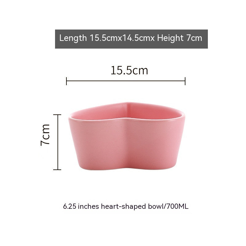 Heart-Shaped Porcelain Salad Bowl - Irregular Design, 6 Inches, Multiple Colors