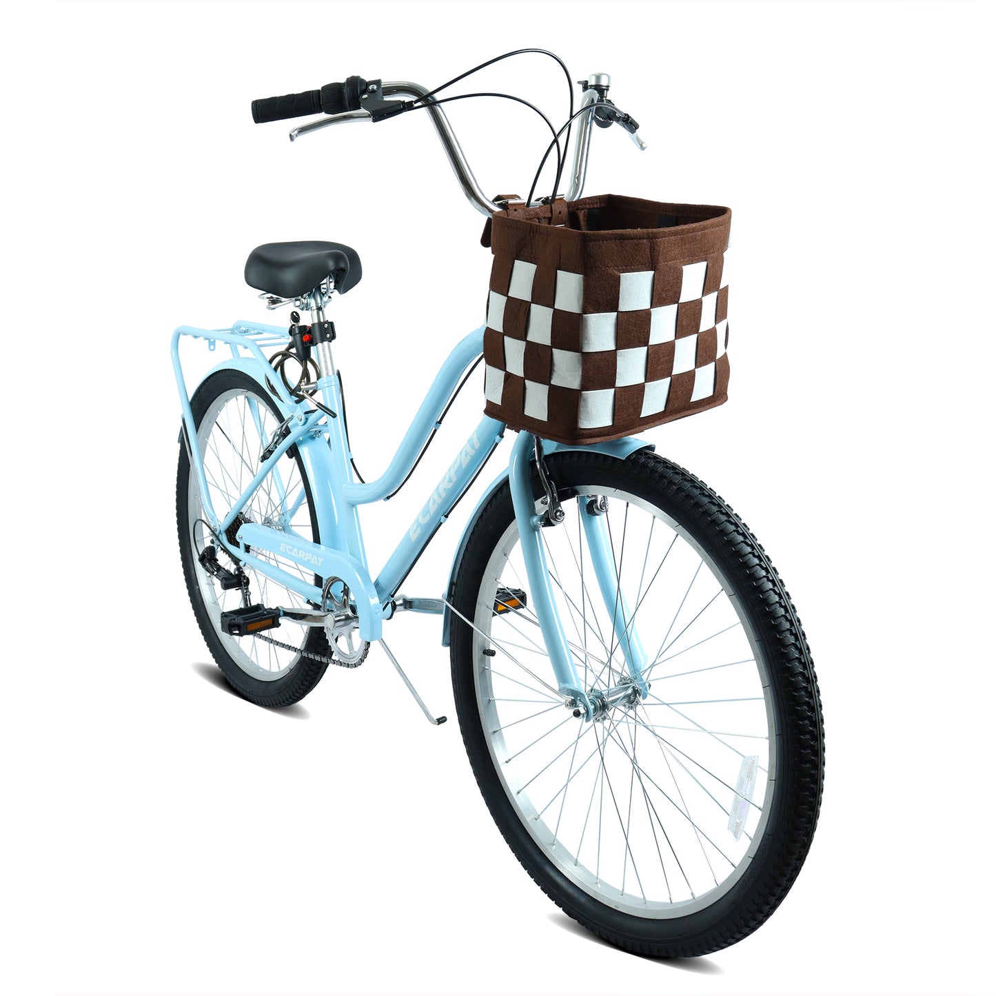 26 Inch City Commuter Bike with 7-Speed Drivetrain & Basket
