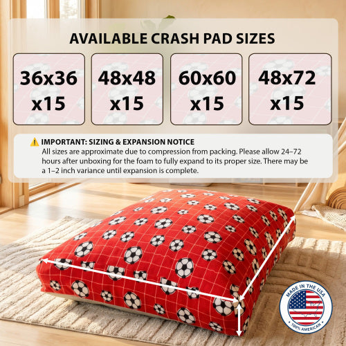 Sensory Crash Pad for Kids & Adults - Removable, Washable, Foam Blocks, Non-Slip, 60" x 60"