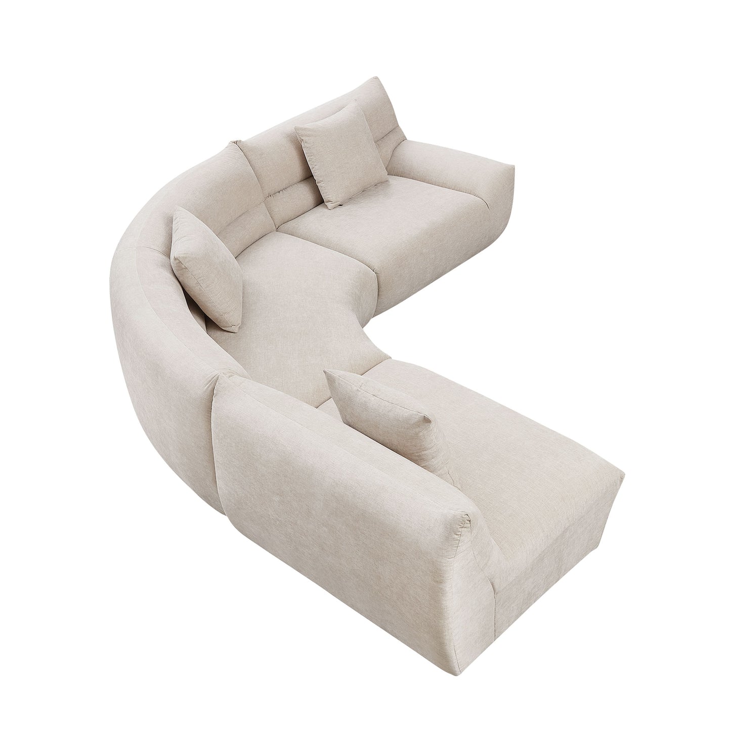 Modular Curved Sectional Sofa - 3-Piece Free-Form Design in Oatmeal