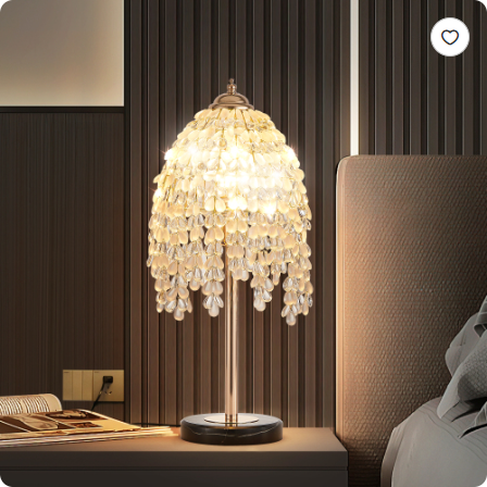 19 Inch Crystal Waterfall Table Lamp with Teardrop Bead Shades - Vintage Gold Finish