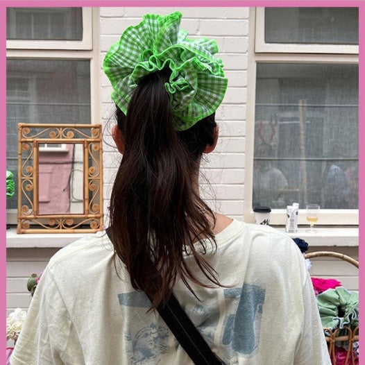Plaid Lace Hair Ring Handmade Hair Accessory