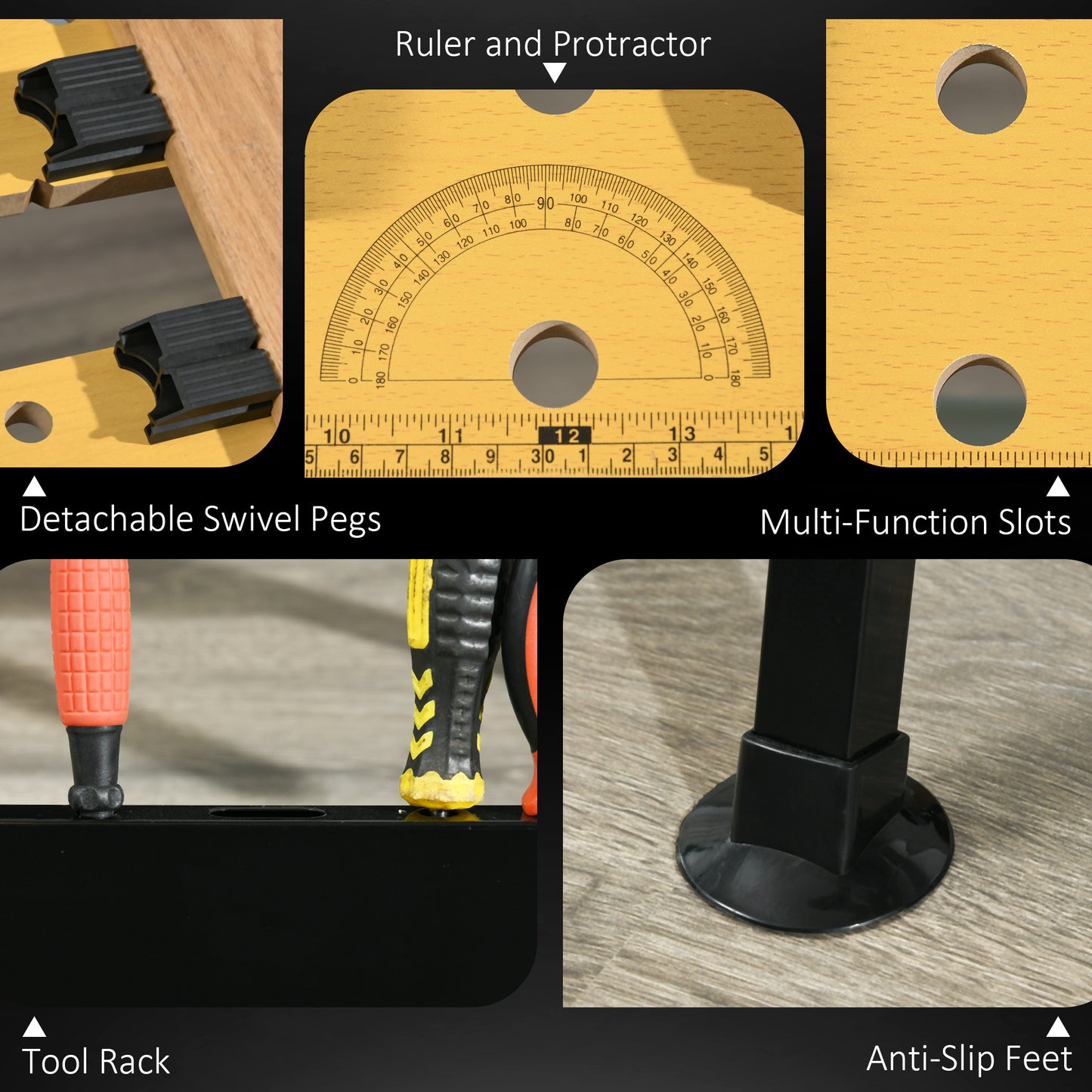 Adjustable Work Bench with Clamps & Steel Frame - Multi-Use Garage Table
