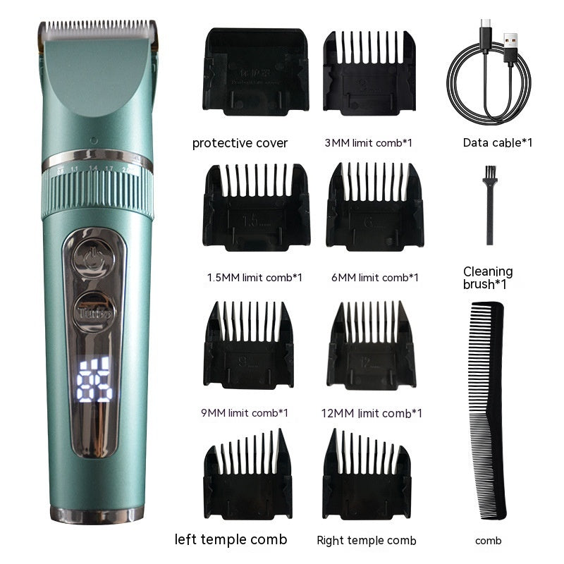 Electric Hair Clipper with LCD Display & Ceramic Blade