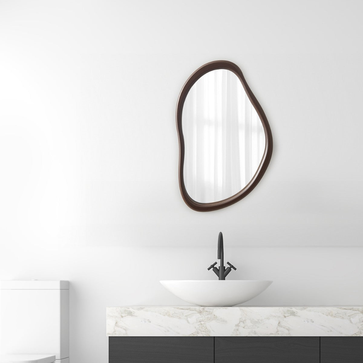 Nordic-Style Wooden Wall Mirror - Irregular Quadrilateral, 30x40cm