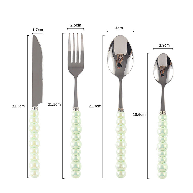 Ceramic Pearl Handle Cutlery Set - Spoon Fork Knife Household Dinnerware