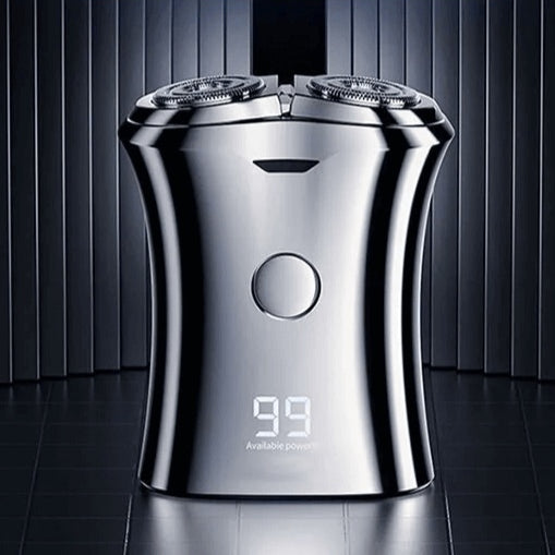 Rechargeable Electric Razor with LED Display - Silver