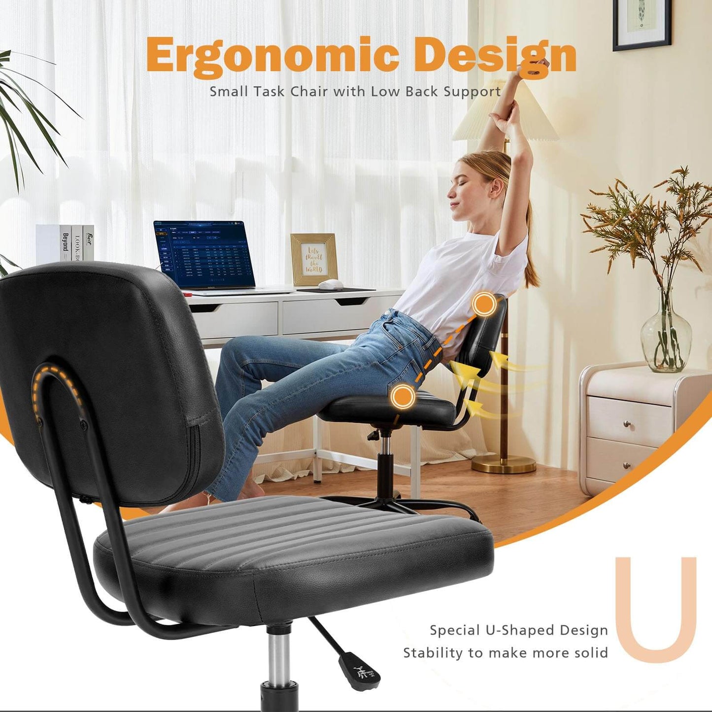 Adjustable Height 360° Rolling Swivel Office Chair - Multiple Colors