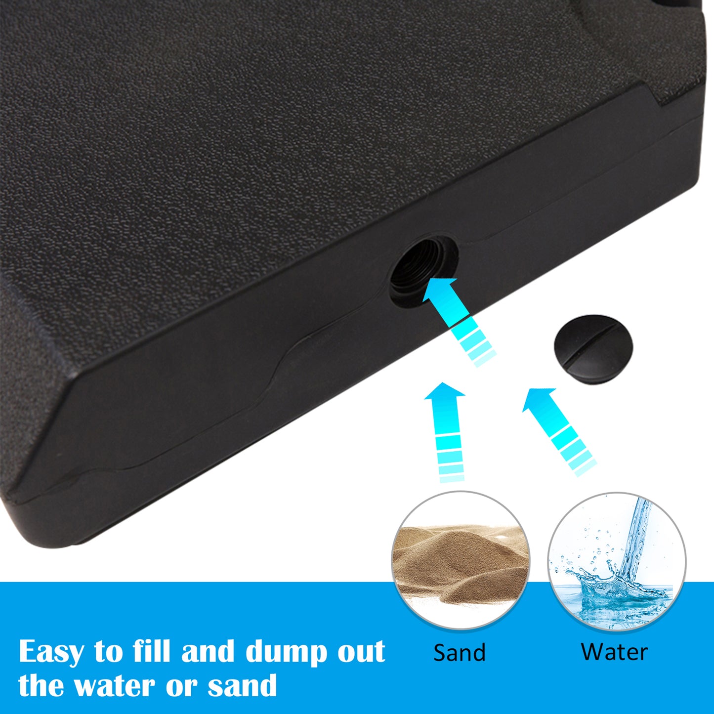 Heavy Duty 4-Piece Offset Umbrella Stand Base - 264 lb Capacity, Easy Fill
