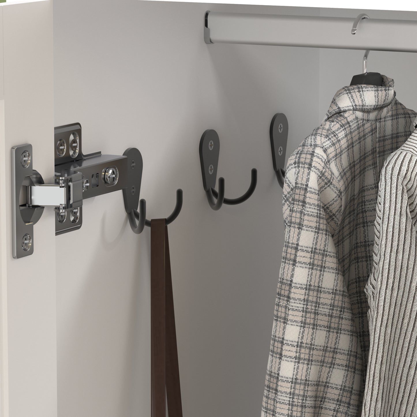 4-Door White Wardrobe Closet with Mirror & LED Lighting