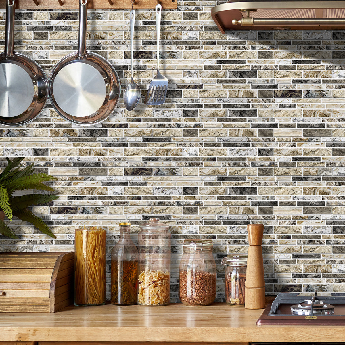 Peel and Stick Imitation Marble Pattern Wallpaper - Taupe