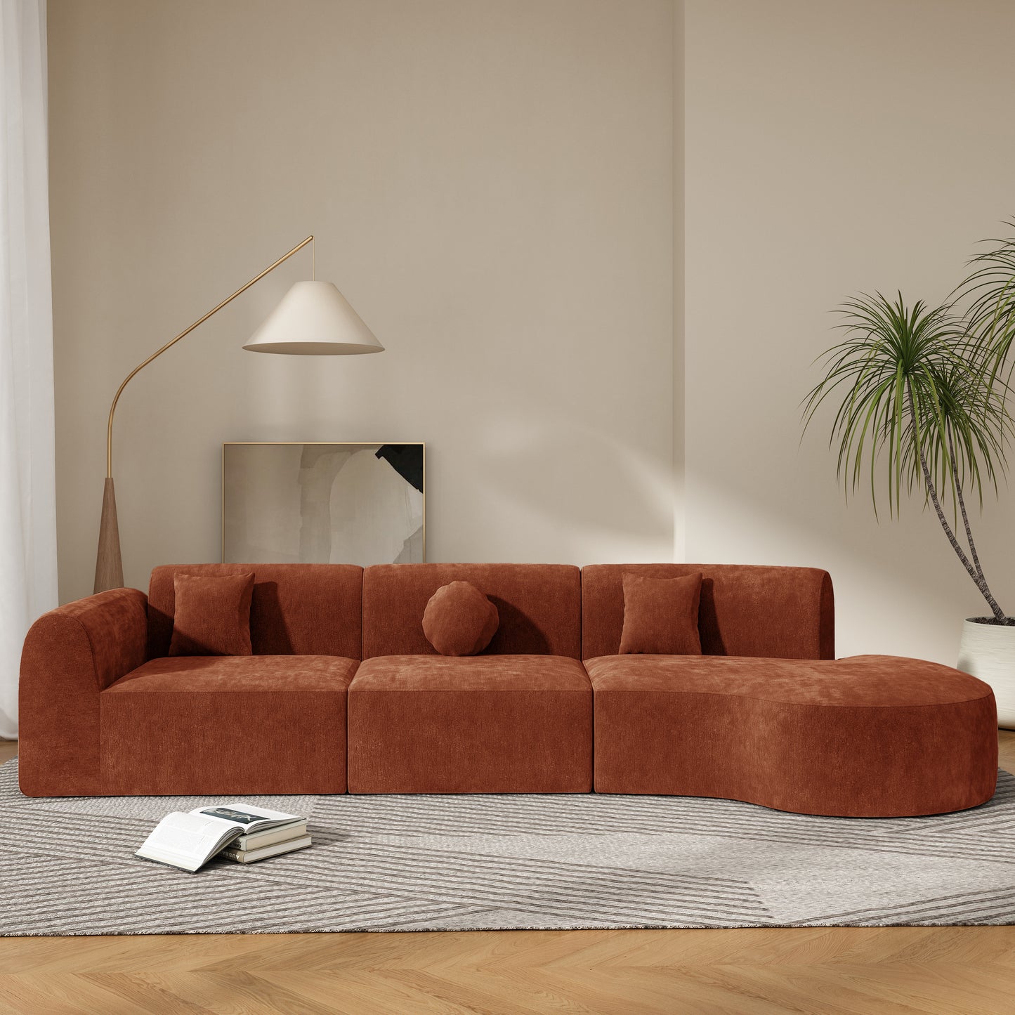 140 Modern Curved Sectional Sofa With High-Density Fully Compressed