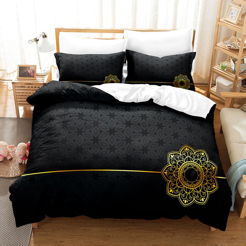 Digital Brushed Chemical Fiber Bedding Set - Multiple Sizes & Patterns