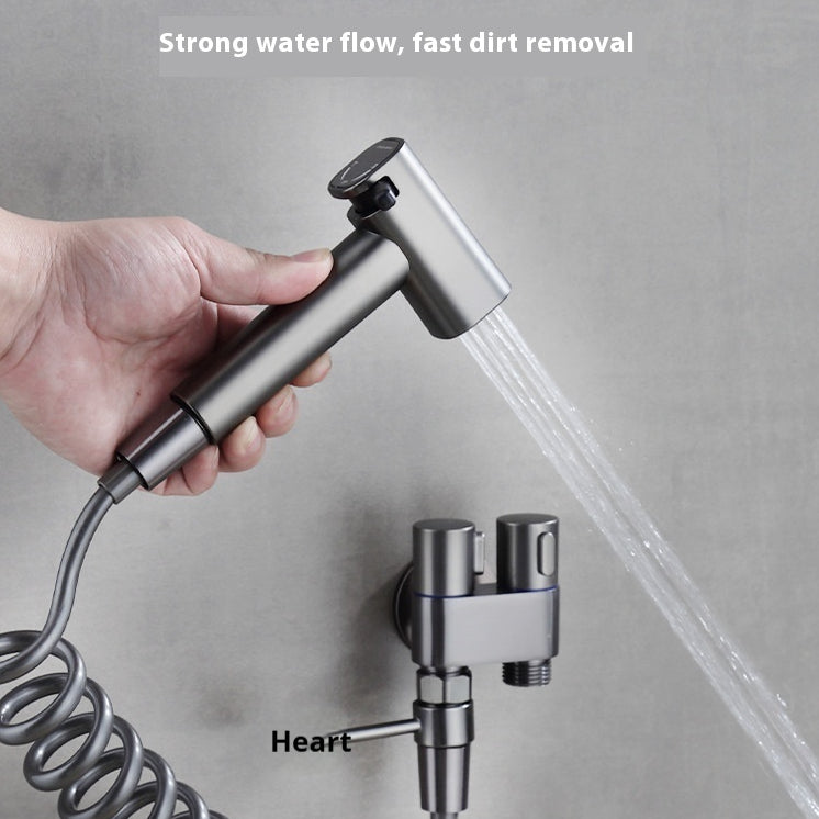 Two-Way Angle Valve Water Gun for Toilet Kitchen Shower - Stainless Steel