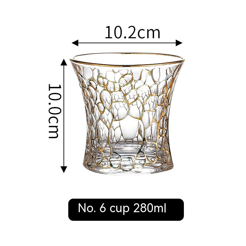 Gold Line Wine Glass Set - Whiskey & Cocktail Drinking Cups for Home Bar