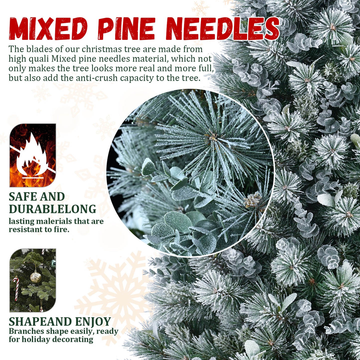 Snow Flocked Christmas Tree - Premium Artificial Pine with 404 Tips