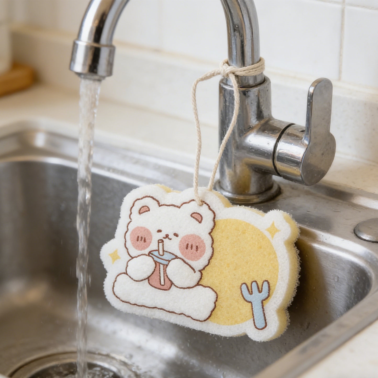 Cute Bear Dishwashing Sponge - Fun Kitchen Cleaning Tool