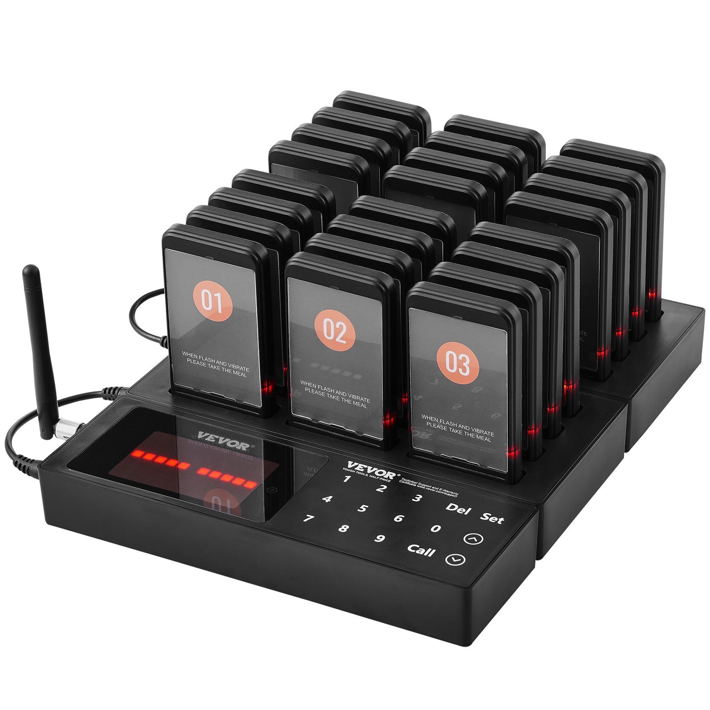 Wireless Restaurant Pager System - 24 Beepers with Vibration & Flashing