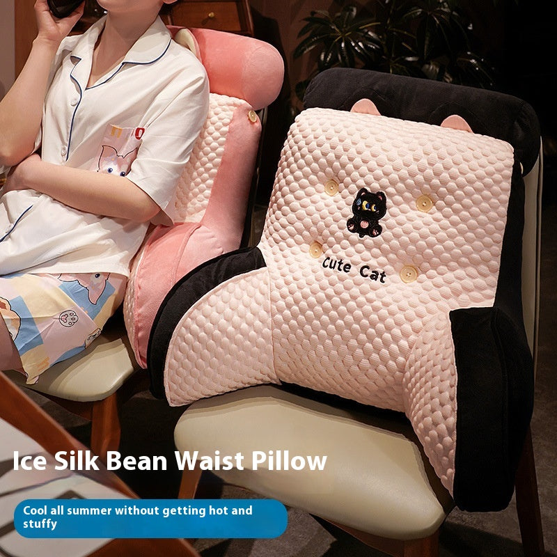Ice Silk Cartoon Triangle Pillow with Velvet Cover - Big Eye Dog Style, Large & Medium Sizes