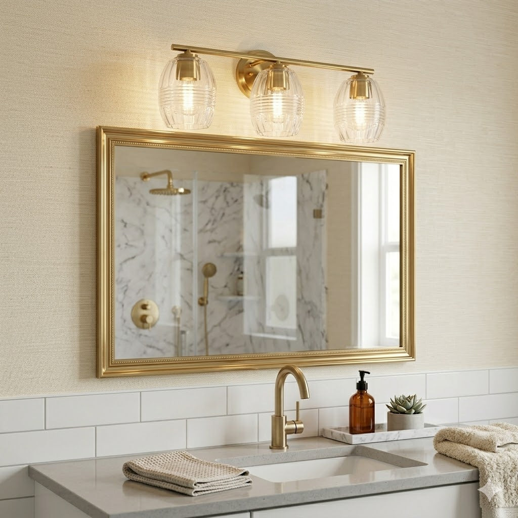 Luster Three Lights Vanity With Clear Glass For Bathrooms Above